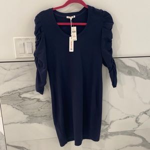 Sundry Navy blue puff sleeve mini dress
